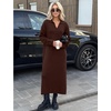 MEROKEETY Women’s Fall Long Sleeve Midi Sweater Dress V Neck Knit Dresses(Coffee)