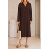 MEROKEETY Women’s Fall Long Sleeve Midi Sweater Dress V Neck Knit Dresses(Coffee)