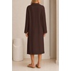 MEROKEETY Women’s Fall Long Sleeve Midi Sweater Dress V Neck Knit Dresses(Coffee)
