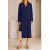 MEROKEETY Women’s Fall Long Sleeve Midi Sweater Dress V Neck Knit Dresses(Navy)