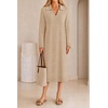 MEROKEETY Women’s Fall Long Sleeve Midi Sweater Dress V Neck Knit Dresses(Oatmeal)