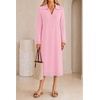 MEROKEETY Women’s Fall Long Sleeve Midi Sweater Dress V Neck Knit Dresses(Pink)