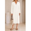 MEROKEETY Women’s Fall Long Sleeve Midi Sweater Dress V Neck Knit Dresses(White)