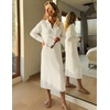 MEROKEETY Women’s Fall Long Sleeve Midi Sweater Dress V Neck Knit Dresses(White)