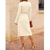 MEROKEETY Womens Fall Long Sleeve V Neck Cable Knit Midi Sweater Dress 2026(Apricot)