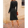 MEROKEETY Womens Fall Long Sleeve V Neck Cable Knit Midi Sweater Dress 2026(Black)
