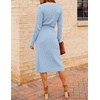 MEROKEETY Womens Fall Long Sleeve V Neck Cable Knit Midi Sweater Dress 2026(Blue)