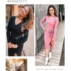 MEROKEETY Womens Fall Long Sleeve V Neck Cable Knit Midi Sweater Dress 2026(Dustypink)