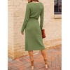 MEROKEETY Womens Fall Long Sleeve V Neck Cable Knit Midi Sweater Dress 2026(Green)
