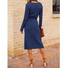 MEROKEETY Womens Fall Long Sleeve V Neck Cable Knit Midi Sweater Dress 2026(Navy)