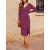 MEROKEETY Womens Fall Long Sleeve V Neck Cable Knit Midi Sweater Dress 2026(Raspberry)