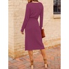 MEROKEETY Womens Fall Long Sleeve V Neck Cable Knit Midi Sweater Dress 2026(Raspberry)