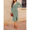 MEROKEETY Womens Fall Long Sleeve V Neck Cable Knit Midi Sweater Dress 2026(Sage)