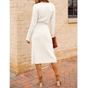 MEROKEETY Womens Fall Long Sleeve V Neck Cable Knit Midi Sweater Dress 2026(White)