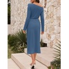 MEROKEETY Women’s Fall Off Shoulder Long Sleeve Wedding Guest Midi Dress(Dustyblue)
