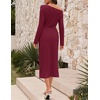 MEROKEETY Women’s Fall Off Shoulder Long Sleeve Wedding Guest Midi Dress(Wine)