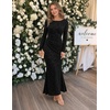 MEROKEETY Women’s Fall Wedding Guest Formal Floral Maxi Dresses(Black)