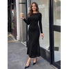 MEROKEETY Women’s Fall Wedding Guest Formal Floral Maxi Dresses(Black)