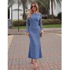 MEROKEETY Women’s Fall Wedding Guest Formal Floral Maxi Dresses(Blue)