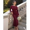 MEROKEETY Women’s Fall Wedding Guest Formal Floral Maxi Dresses(Burgundy)