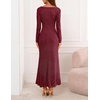 MEROKEETY Women’s Fall Wedding Guest Formal Floral Maxi Dresses(Burgundy)