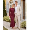 MEROKEETY Women’s Fall Wedding Guest Formal Floral Maxi Dresses(Burgundy)