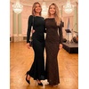 MEROKEETY Women’s Fall Wedding Guest Formal Floral Maxi Dresses(Coffee)