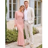 MEROKEETY Women’s Fall Wedding Guest Formal Floral Maxi Dresses(Pink)