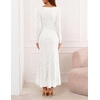 MEROKEETY Women’s Fall Wedding Guest Formal Floral Maxi Dresses(White)