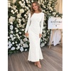 MEROKEETY Women’s Fall Wedding Guest Formal Floral Maxi Dresses(White)