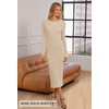 MEROKEETY Women’s Fall Winter Long Sleeve Bodycon Maxi Sweater Dress(Apricot)