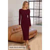 MEROKEETY Women’s Fall Winter Long Sleeve Bodycon Maxi Sweater Dress(Burgundy)