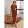 MEROKEETY Women’s Fall Winter Long Sleeve Bodycon Maxi Sweater Dress(Chocolate)