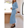 MEROKEETY Women’s Fall Winter Long Sleeve Bodycon Maxi Sweater Dress(Gray Blue)