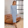 MEROKEETY Women’s Fall Winter Long Sleeve Bodycon Maxi Sweater Dress(Lightblue)