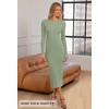 MEROKEETY Women’s Fall Winter Long Sleeve Bodycon Maxi Sweater Dress(Lightgreen)