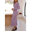 MEROKEETY Women’s Fall Winter Long Sleeve Bodycon Maxi Sweater Dress(Lightpurple)