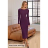 MEROKEETY Women’s Fall Winter Long Sleeve Bodycon Maxi Sweater Dress(Plum)