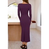 MEROKEETY Women’s Fall Winter Long Sleeve Bodycon Maxi Sweater Dress(Plum)