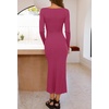MEROKEETY Women’s Fall Winter Long Sleeve Bodycon Maxi Sweater Dress(Rose)