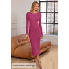 MEROKEETY Women’s Fall Winter Long Sleeve Bodycon Maxi Sweater Dress(Rose)