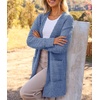 MEROKEETY Womens Fuzzy Chunky Oversized Cardigan Sweaters 2026 Fall Outfits(Dusty Blue)