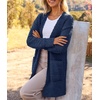 MEROKEETY Womens Fuzzy Chunky Oversized Cardigan Sweaters 2026 Fall Outfits(Navy)