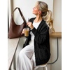 MEROKEETY Women’s Fuzzy Popcorn Oversized Sherpa Chenille Cardigan Sweaters(Black)