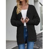 MEROKEETY Women’s Fuzzy Popcorn Oversized Sherpa Chenille Cardigan Sweaters(Black)