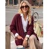 MEROKEETY Women’s Fuzzy Popcorn Oversized Sherpa Chenille Cardigan Sweaters(Burgundy)
