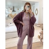 MEROKEETY Women’s Fuzzy Popcorn Oversized Sherpa Chenille Cardigan Sweaters(Maroon)