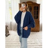 MEROKEETY Women’s Fuzzy Popcorn Oversized Sherpa Chenille Cardigan Sweaters(Navy)