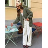 MEROKEETY Women’s Fuzzy Popcorn Oversized Sherpa Chenille Cardigan Sweaters(Olive)