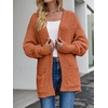 MEROKEETY Women’s Fuzzy Popcorn Oversized Sherpa Chenille Cardigan Sweaters(Orange)